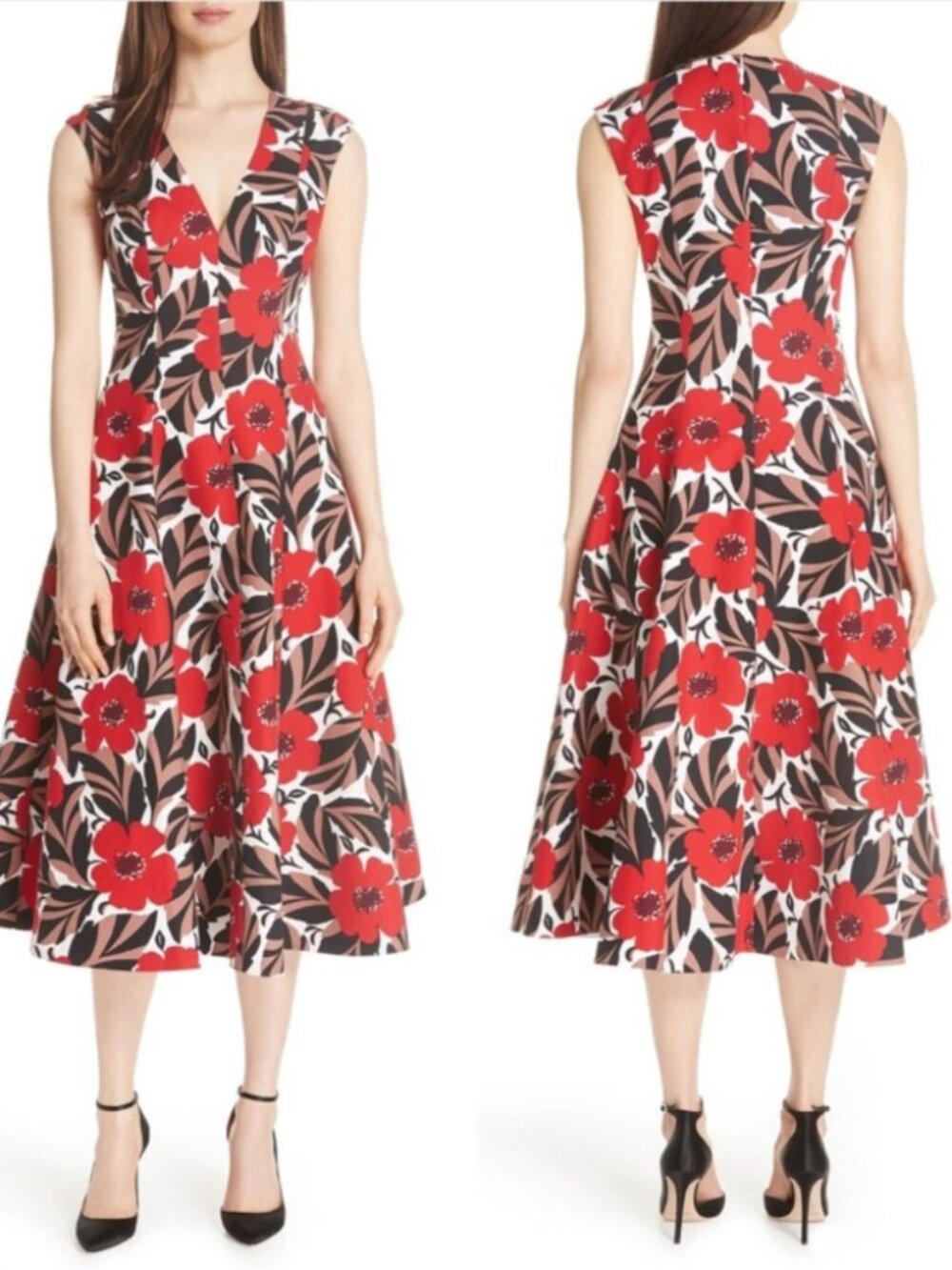 KATE SPADE Poppy Field Structured Midi Dress 0211